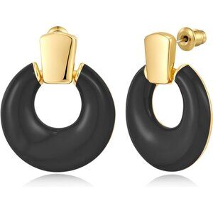 Women's Black Statement Retro Hoop Dangle Earrings Multiple Styles Jewelry